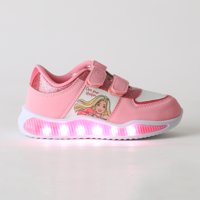 Zapatilla Luces Niña Velcro Brillos Rosado Barbie