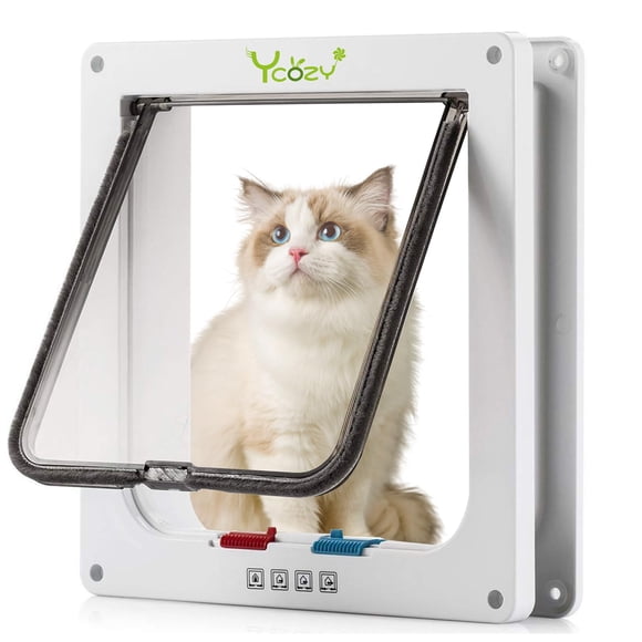 Puerta para mascotas Ycozy XL 28 x 25 cm con cierre de 4 vías y resistente a la intemperie