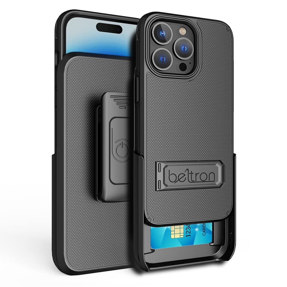 Beltron - Combo Funda Con Funda Para Cinturón Para Iphone 13 14 Pro Con Soporte