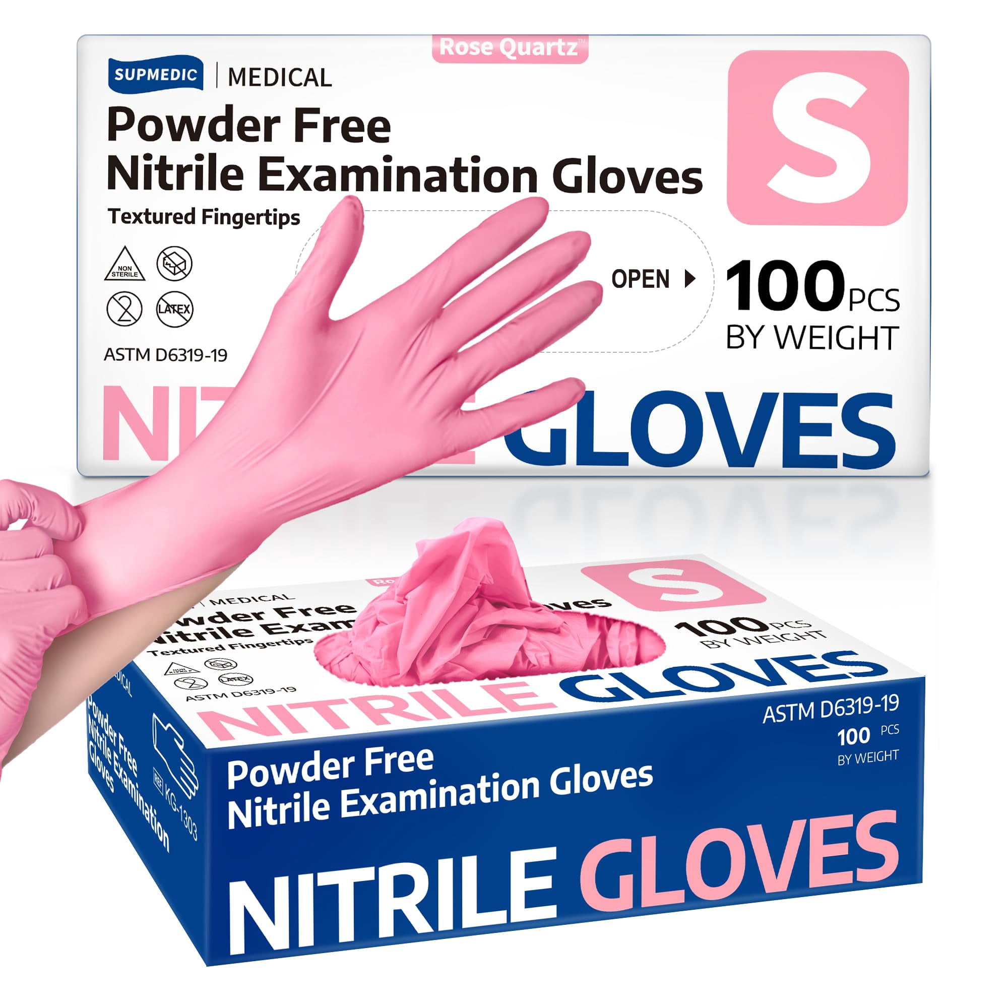 Supmedic - Guantes De Nitrilo Para Exámenes Medical 3 5 Mm Sin Polvo 100 Unidades