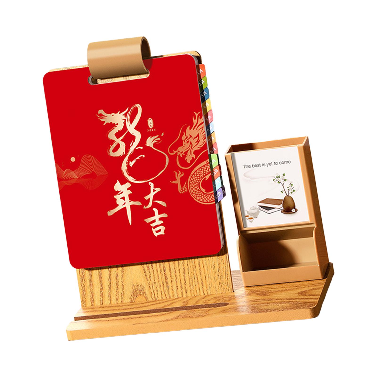 Bothyi - Calendario De Escritorio 2024, Soporte Para Teléfono, Soporte Para Bolígrafo, Calendario De Horario De Trabajo Mensual De 12 Pulgadas