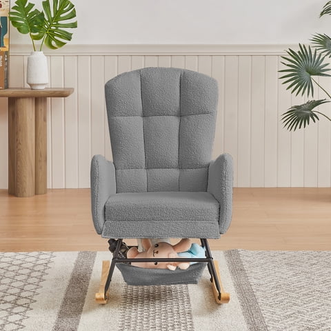 M&Ms - Grey Teddy Rocking Armchair