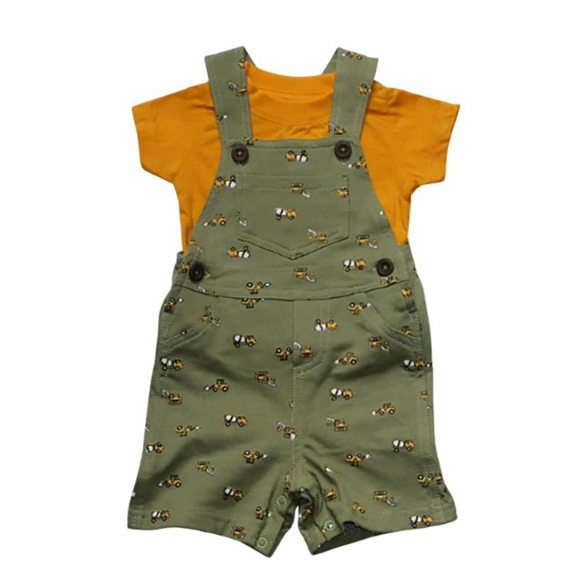 Babykids Divana - Conjunto Jardinera + Polera Bebes - Niño 12m Amarillo Con Verde
