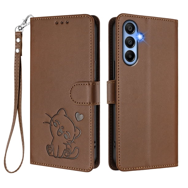 Funda Billetera Magnética para Samsung Galaxy A15, Marrón