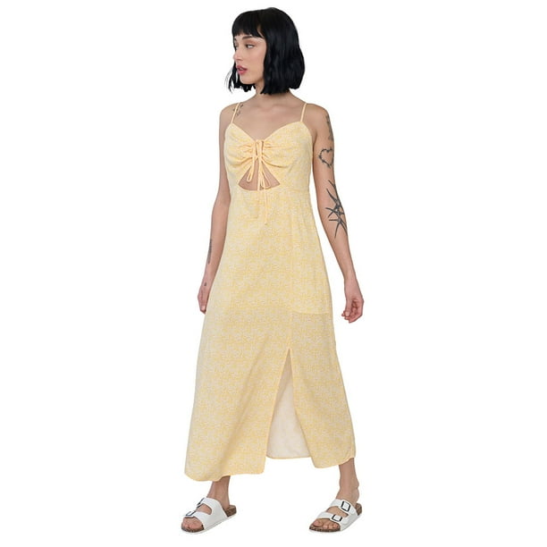 Vestido Mujer Largo Amarras Pecho Amarillo Corona