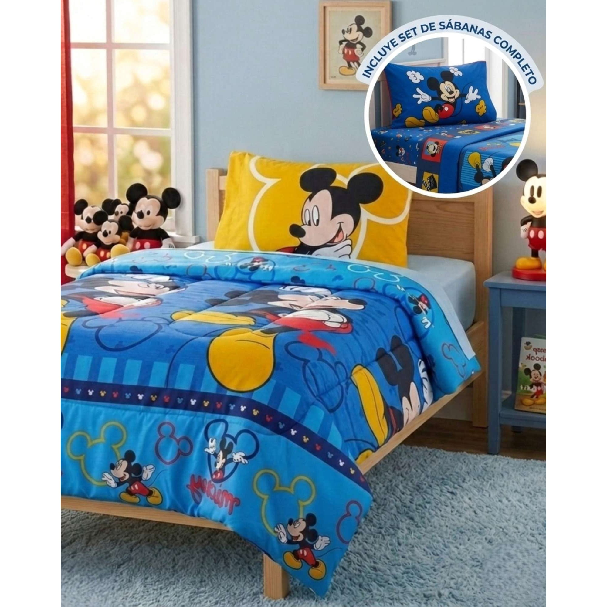 Myl Todo Hogar - Set Infantil De Plumón + Sábanas Plaza Y Media Mickey Mouse