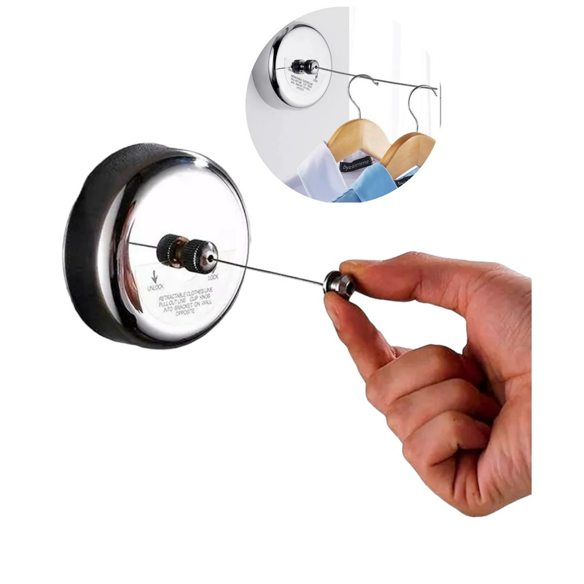 Genérico - Tendedero Retráctil Ropa Colgador Acero Inoxidable Cuerda