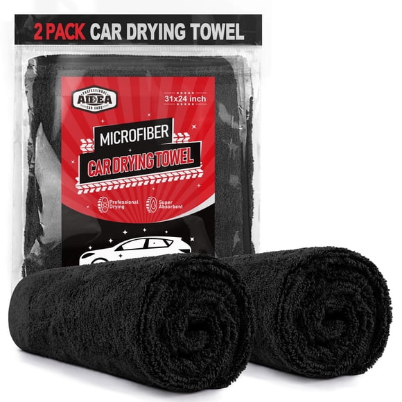 Toalla AIDEA 61x79 cm 2 unidades negra de microfibra para coche