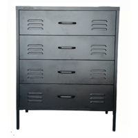 Metalbrein - Arrimo Cómoda Cajonera - 4 Cajones - Color Negro