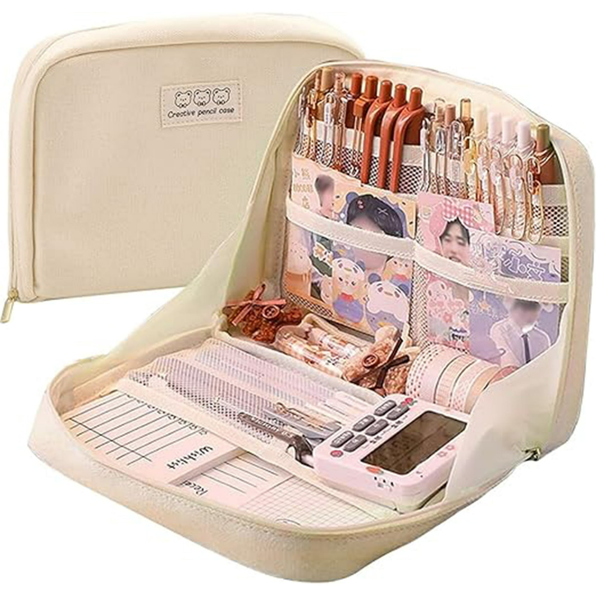 Veatool - Estuche Para Lápices De Gran Capacidad, Estuche Para Lápices De Multifuncional, Organizadora De Papelería Con 8 Compartimento, Bolsa De Papelería De Gran Apertura Adecuada Para La Escuela