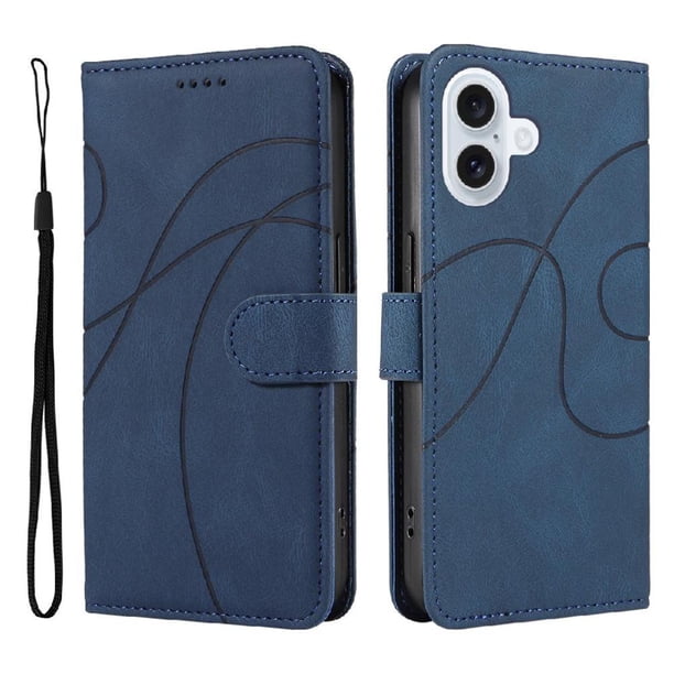 Funda tipo cartera con tapa para iPhone 17 con tarjetero, soporte y cubierta magnética Azul