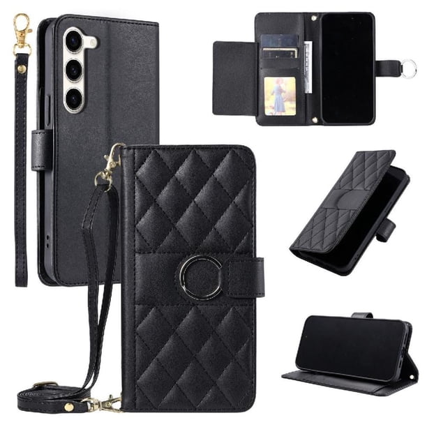 Funda tipo billetera FOXDOCK para Samsung Galaxy S23 Plus – Tapa abatible con correa para mujer