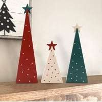 Xusx111 - Decoraciones De Navidad-Tres Tamaños Señal De Árbol De Madera Con Decoraciones De Navidad De Estrella Para La Decoración De Fiesta De La Mesa De La Chimenea De La Estantería Del Hogar (8 * 2