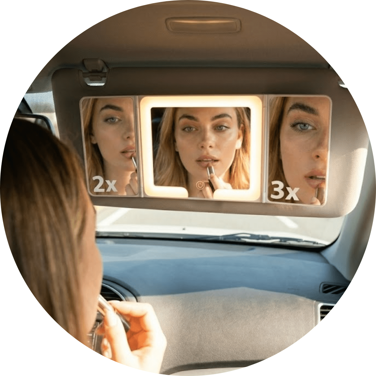 Genérica - Espejo Maquillaje Aumento 3x 2x + Luz Led Para Auto 3 En 1