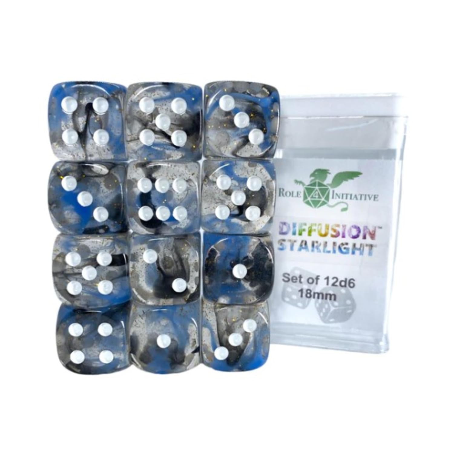 Dice Role 4 Initiative D6 Starlight De 18 Mm Con Color Blanco (12)