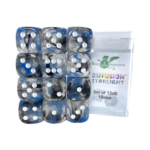 Dice Role 4 Initiative d6 Starlight de 18 mm con color blanco (12)