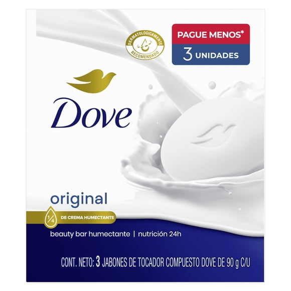 Jabón en Barra Dove Original, 3 Un 90 gr c/u