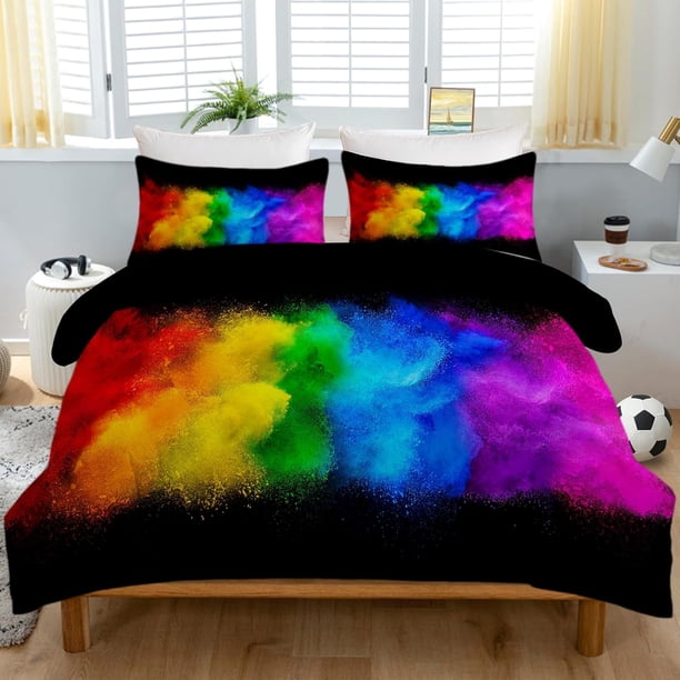 Purple Unicorn Full Bedding Set for Kids Boys Girls Glitter Galaxy Unicorn Duvet Cover 3 Piece Space Unicorn Comforter Cover