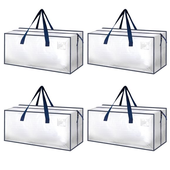 Bolsas de mudanza HealSmart extra grandes de 95 litros, paquete de 4 con cremalleras transparentes