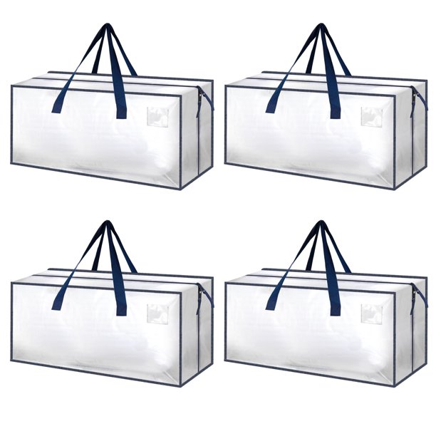 Bolsas de mudanza HealSmart extra grandes de 95 litros, paquete de 4 con cremalleras transparentes