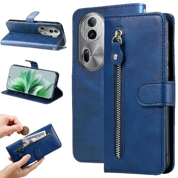 Funda con Cremallera para OPPO Reno 11 5G, Carcasa Cartera de Cuero PU con Soporte y Tarjetero