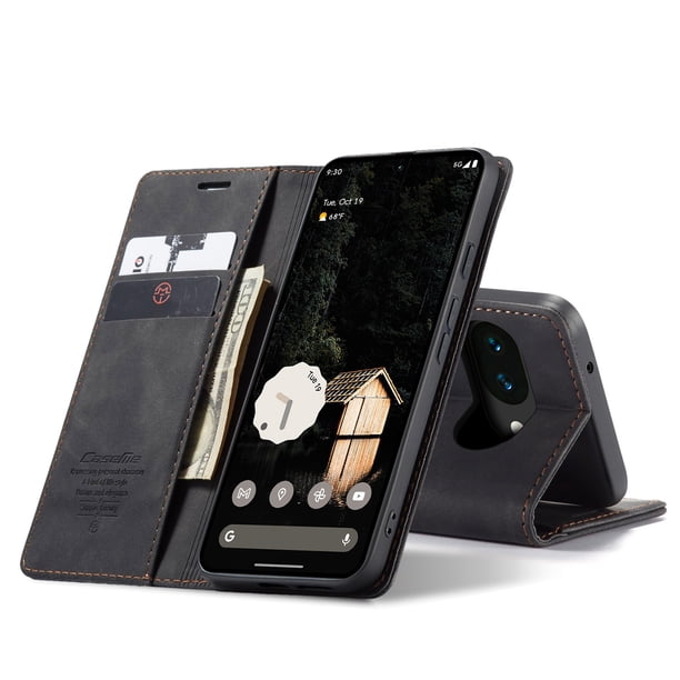 Funda FOXDOCK cartera de cuero retro para FOXDOCK Google Pixel 10a – Resistente a golpes, con ranuras para tarjetas – Marrón