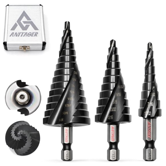 Set de 3 Brocas Escalonadas ANITAGER de 32 mm Cobalto HSS