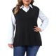 thumbnail image 1 of Agnes Orinda Chaleco de Punto sin Mangas con Cuello en V para Mujer de Talla Grande, Abertura Lateral, Casual, 4X Negro, 1 of 6