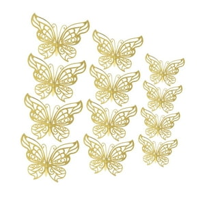 Genérico - 12 Piezas De Decoración De Pared De Mariposa Hueca 3D En 3 Tamaños Para Sofás, Escritorios Y Ventanas Doradas