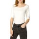 thumbnail image 1 of INSPIRE CHIC Camisetas de Mujer para Regreso a Clases con Cuello de Barco, Mangas Medias, Ajustadas, Suaves, Talla XL, Beige, 1 of 8