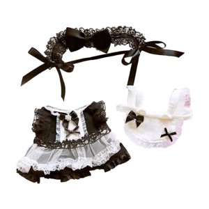 Bothyi - Conjunto De Delantal Y Tocado Para Muñeca De Peluche, Ropa De Muñeca De Peluche De Moda De Dibujos Animados Suaves Para Muñeca De 20 Cm