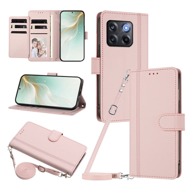 Funda Tipo Libro para OnePlus 10T 5G con Ranuras para Tarjetas, Rosa