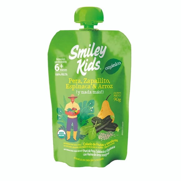Colado Orgánico  Pera Zapallito Espinaca Arroz Gluten Free, 90 gr