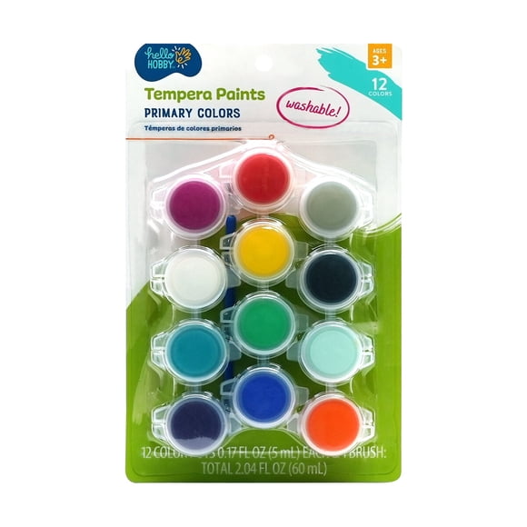 Témperas Hello Hobby 12 Colores Lavables 5 ml Niños