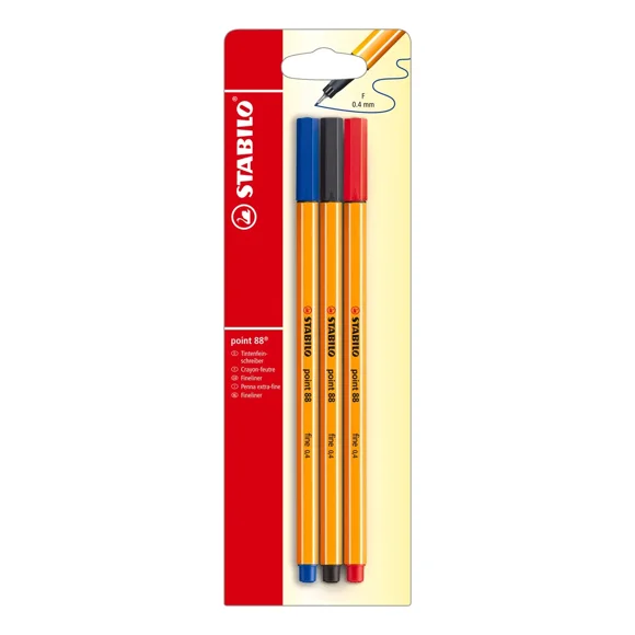 Stabilo Set 3 Lápices Tiralíneas Point 88 (rojo-negro-azul)