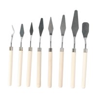 Magideal - Espátula De Acero Inoxidable Con Mango De Madera Para Pintura Al Óleo, Lienzo, Pintura Acrílica, Suministros De Arte Para Mezclar Pintura Gouache, 8 U