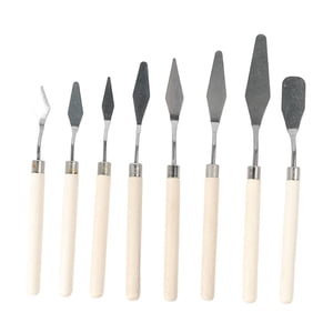 Magideal - Espátula De Acero Inoxidable Con Mango De Madera Para Pintura Al Óleo, Lienzo, Pintura Acrílica, Suministros De Arte Para Mezclar Pintura Gouache, 8 U