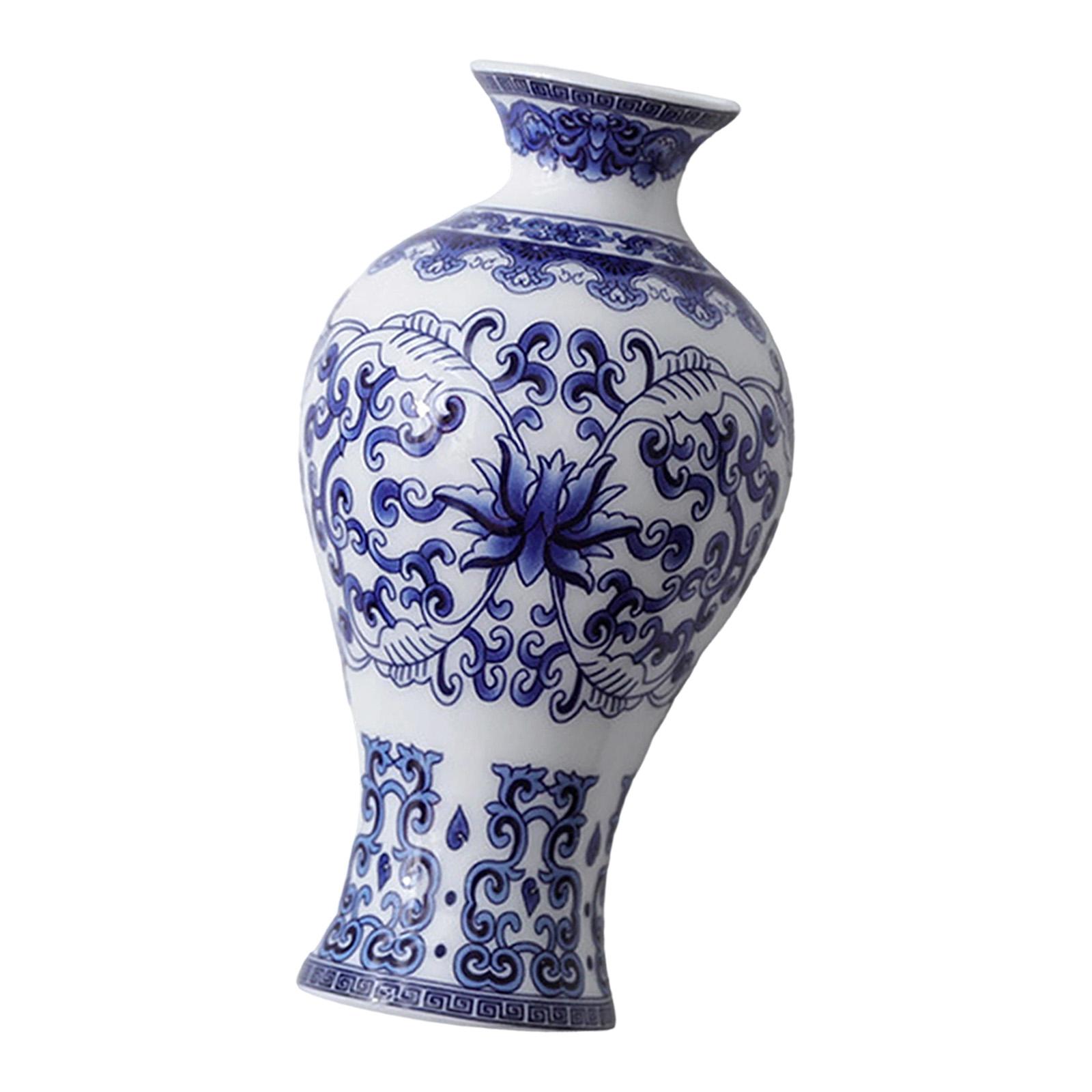 Bothyi - Jarrón Colgante De Pared De Porcelana China Azul Y Blanca Para Oficina Interior