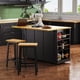 thumbnail image 2 of K&K 53inch Large Kitchen Island with Drop Leaf, Power Outlet, Door Internal Storage Rack, Rolling Kitchen Cart on 5 Wheels with 5 Open Side Racks for Kitchen, Dining Room,Black(Not include bar stools), 2 of 3