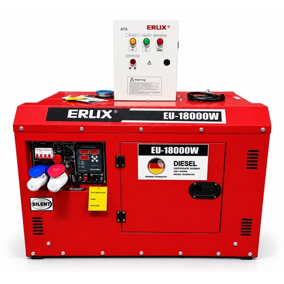Generador Eléctrico Diésel ERUX 12 KVA | 220V | Monofásico/Trifásico + ATS
