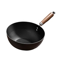 Magideal - Hiernos De Cocina De Trabajo De Hierro, Fondo Plano, Sin Recubrimiento Tradicional No Cohil Sturd Shurdh Fry Sartén Chino Wok Para Cocinar Salteando 22 Cm