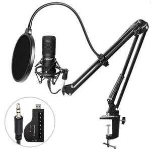 Newo - Kit Micrófono Atril Tarjeta Sonido Usb Auxiliar Mute Nw-800Ks