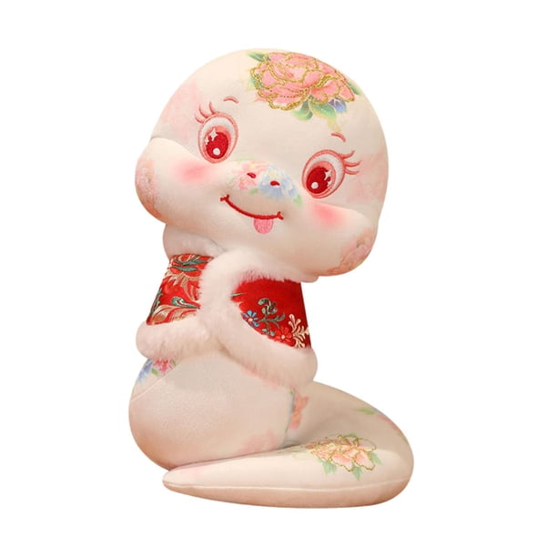 Año Nuevo Muñeca Serpiente Dibujos Animados Suaves Para Dormitorio Suministros De Fiesta De Año Nuevo Chino Chaleco Rojo De 8 Pulgadas