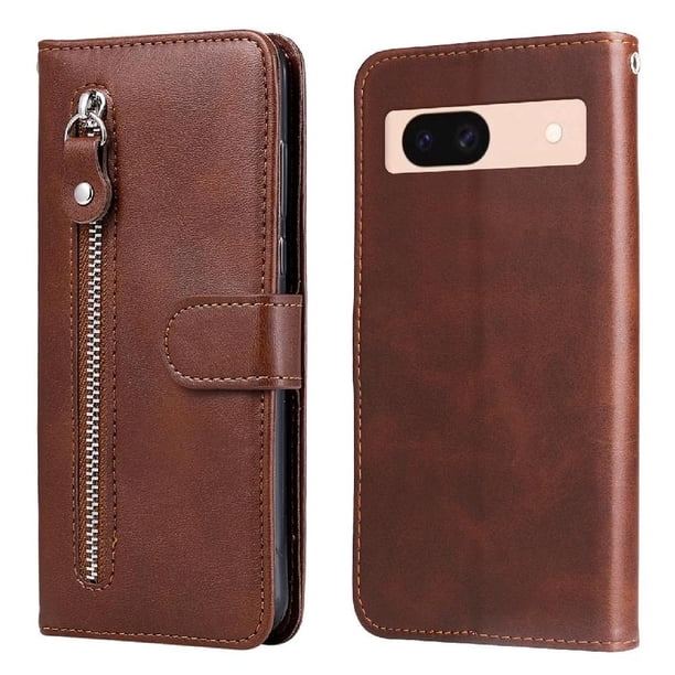 Funda con Cremallera para Google Pixel 8A, Carcasa Cartera de Cuero PU con Soporte y Tarjetero