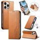 thumbnail image 3 of Funda tipo cartera para iPhone 16 Pro Max de piel con cierre magnético, ranuras para tarjetas y correa para la muñeca Marrón, 3 of 6