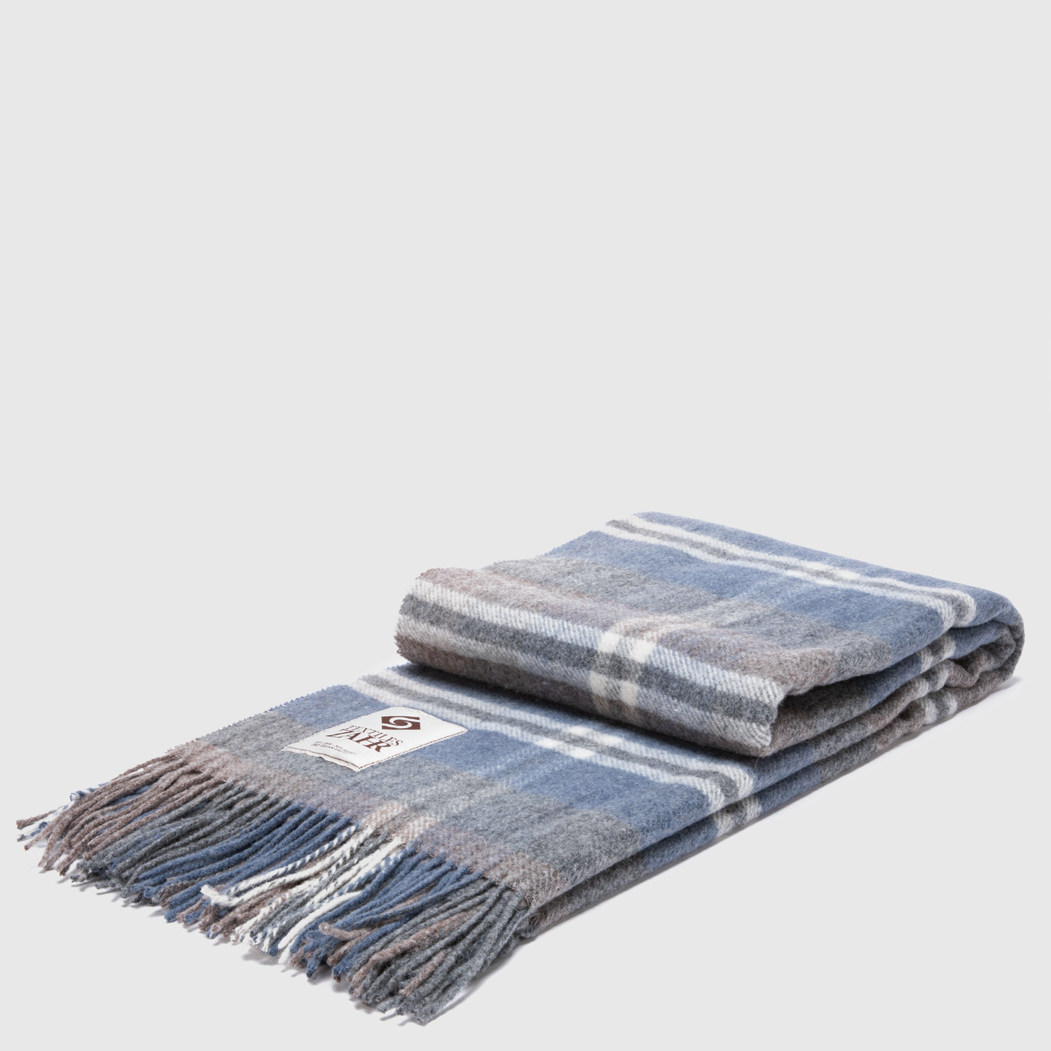 Zahr - Manta Tipo Chalón De Lana Azul