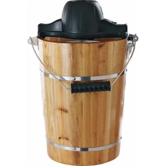 Máquina de Helados AmeriHome ICM6C Cubeta de Madera Tapa Chocolate