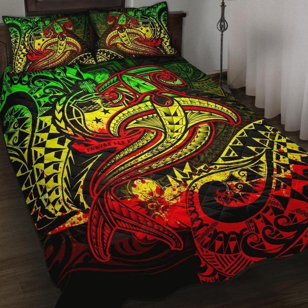 Juego De Cama Acolchado Samoa Reggae Shark Tatuaje Polinesio