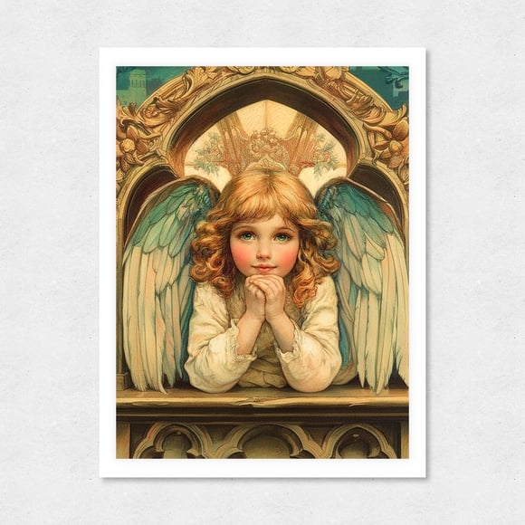 Cuadro Decorativo 21x30 Infantil Niña Ángel que Observa