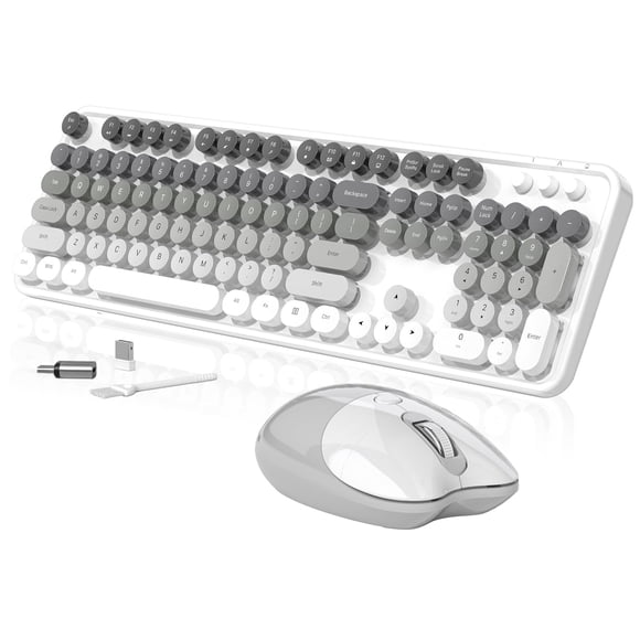 Teclado y ratón inalámbricos MOFII gris cremoso blanco retro